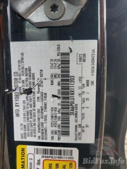 2021 Ford Fusion — VIN 3FA6P0LU1KR111203 — Фотографии лота 11