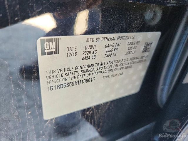 2017 Chevrolet Volt — VIN 1G1RD6S59HU180616 — Lot photographs 12