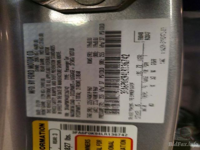 2026 Ford Fusion — VIN 3FA6P0K94LR136742 — Lot photographs 11
